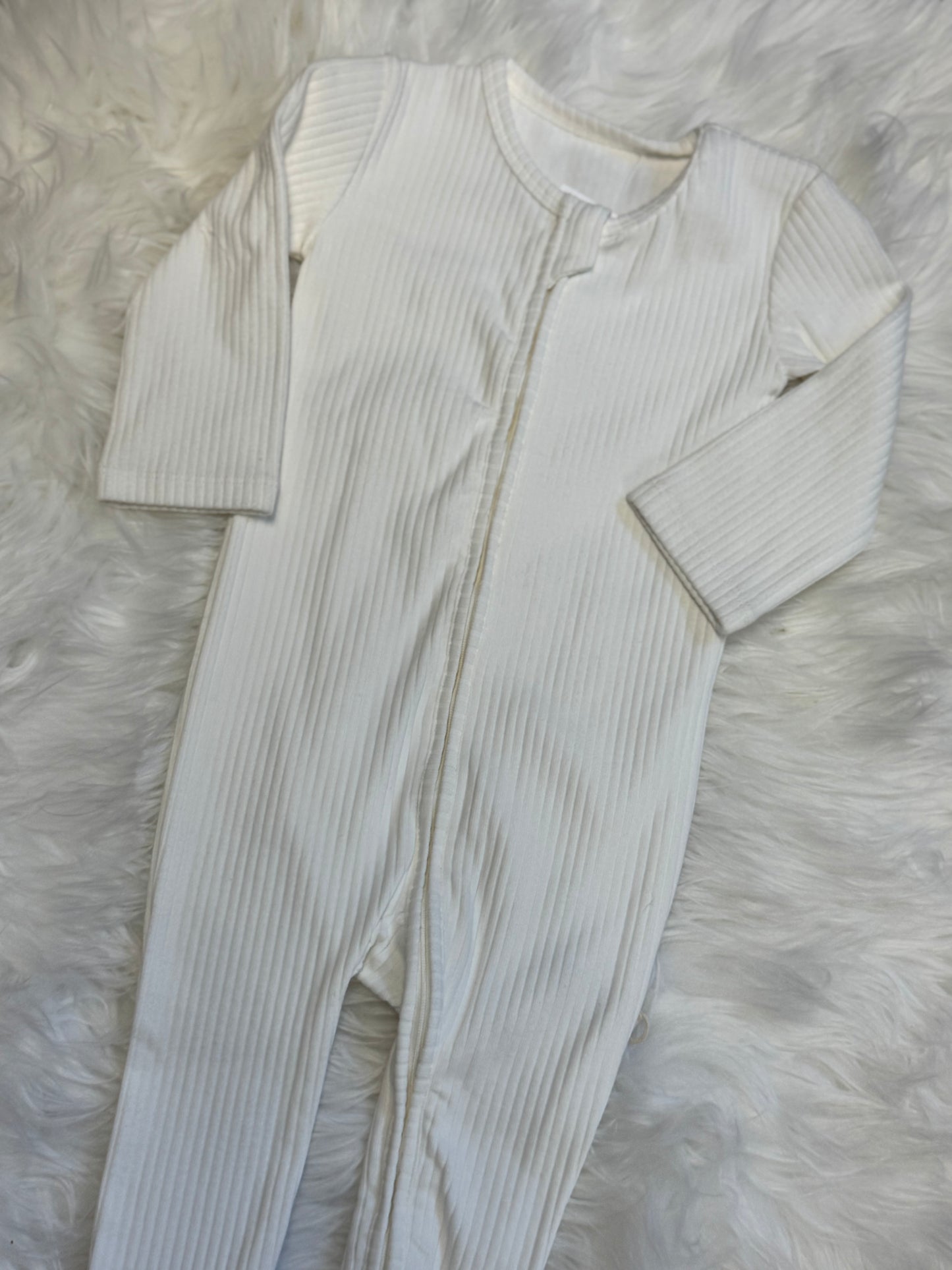 Ivory Bamboo Zipped Ribbed Sleeper