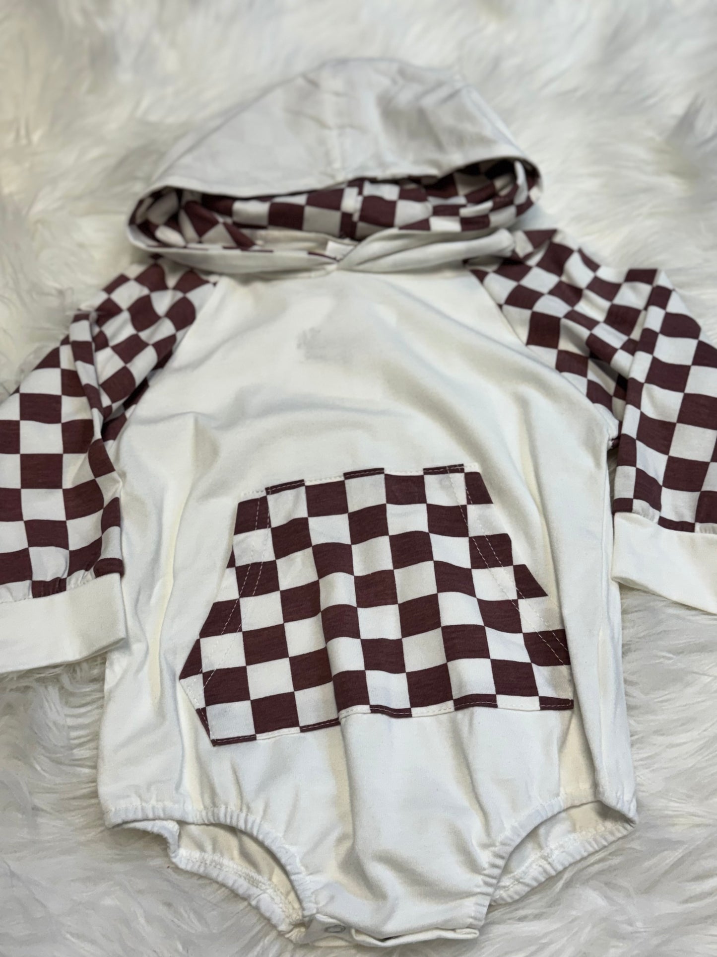 Checkered Champ Hoodie Romper