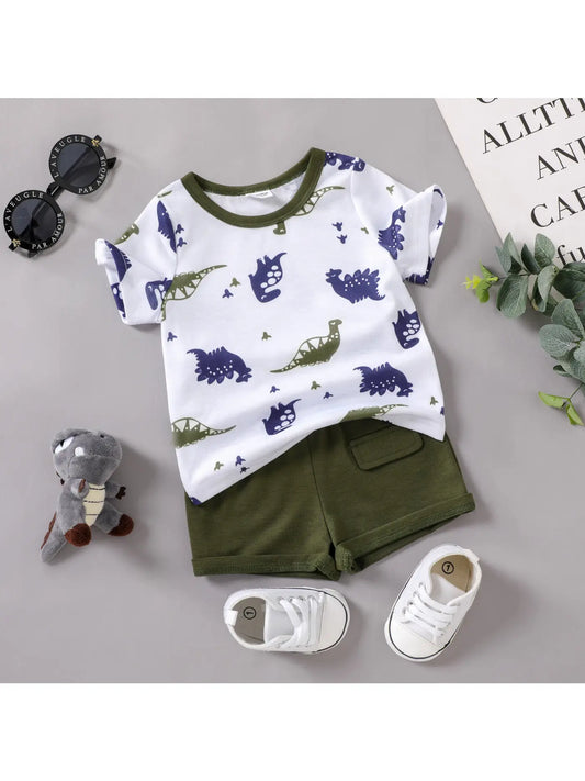 All Over Dino T-shirt & Shorts Set