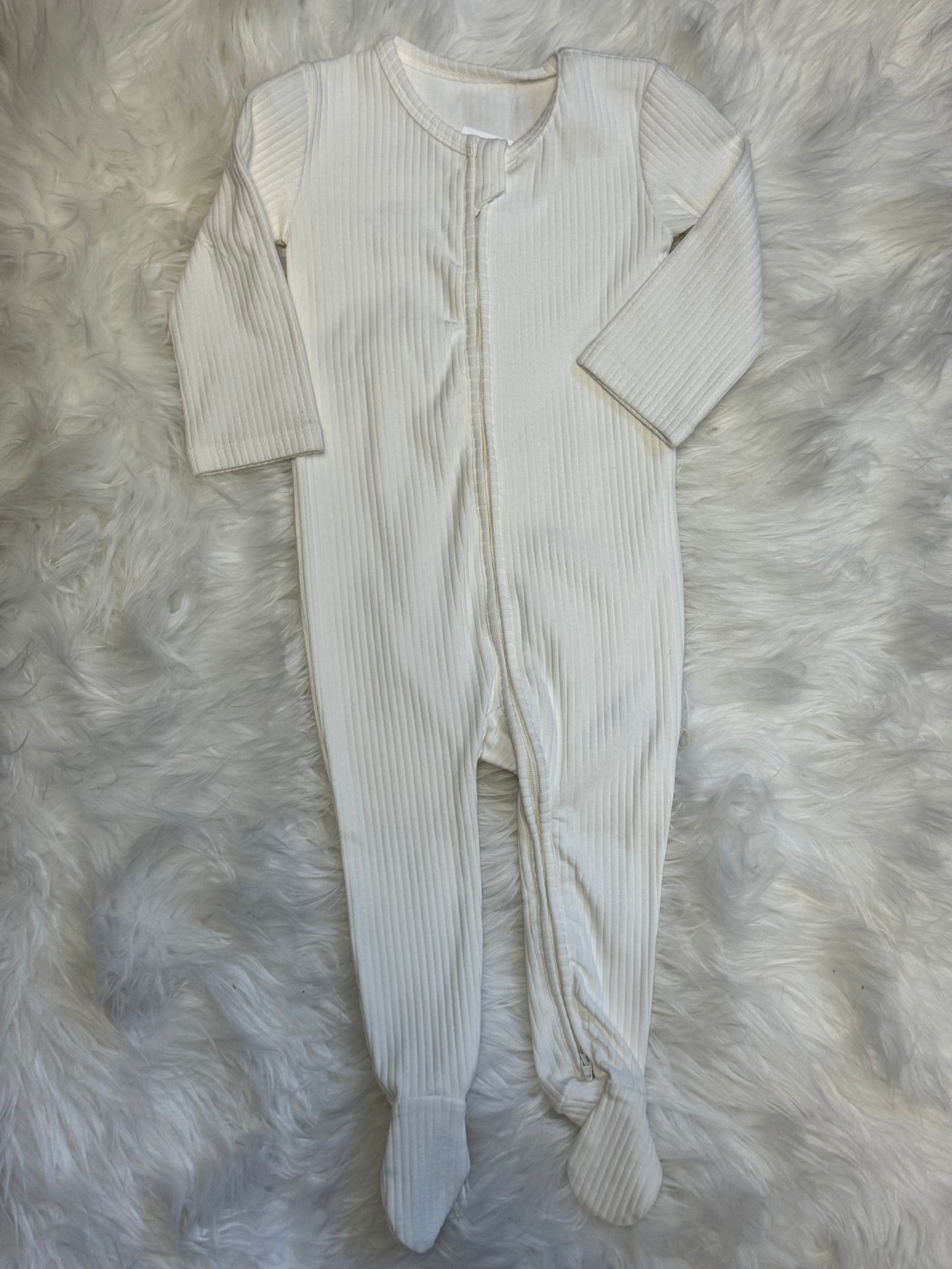 Ivory Bamboo Zipped Ribbed Sleeper