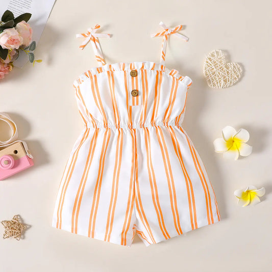 Orange & White Stripes Romper