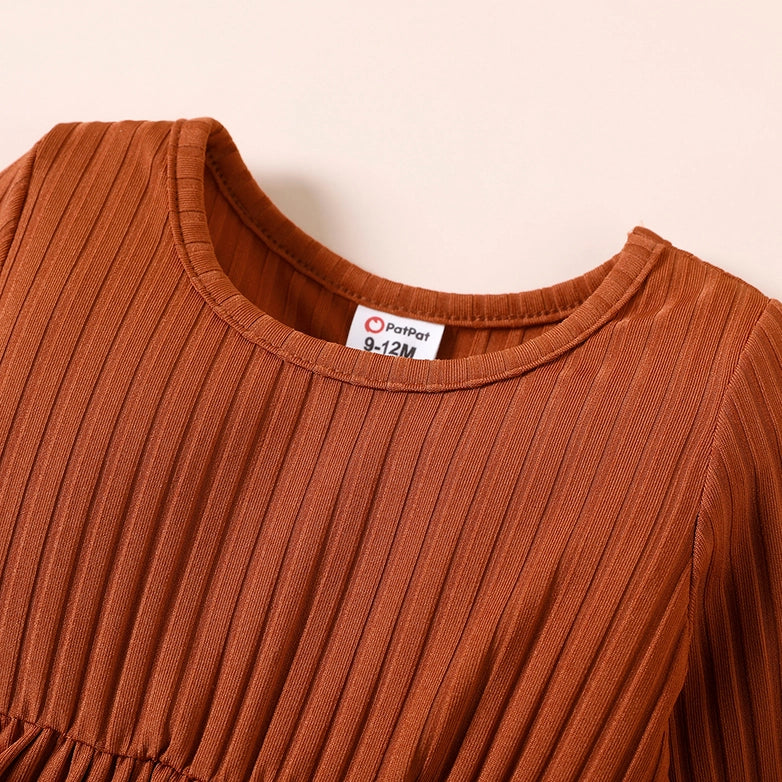 Ribbed Long-Sleeve Dress