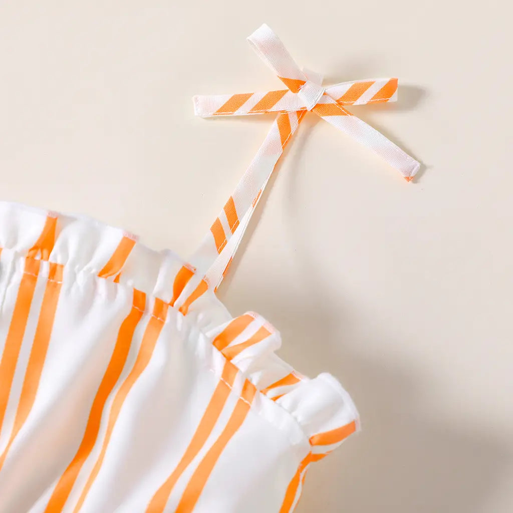 Orange & White Stripes Romper